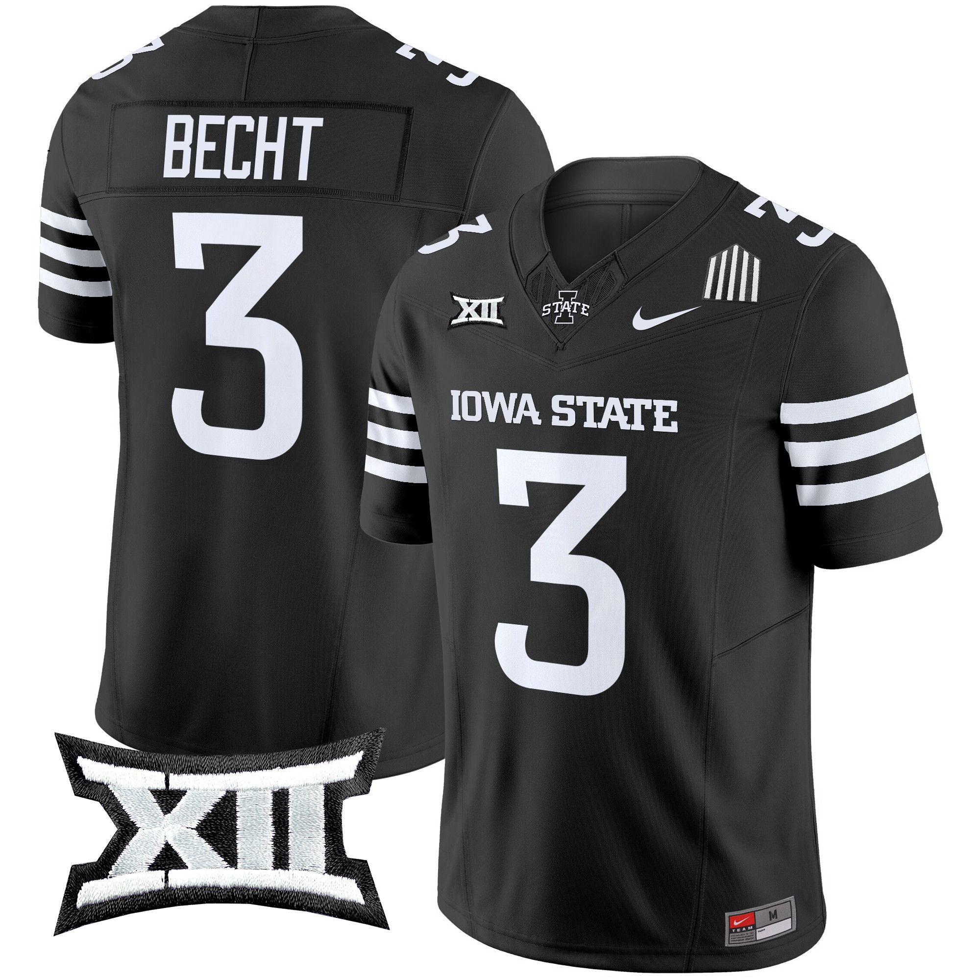 Men Iowa State Cyclones #3 Becht Black Nike 2024 Vapor Limited NCAA Jersey style 1